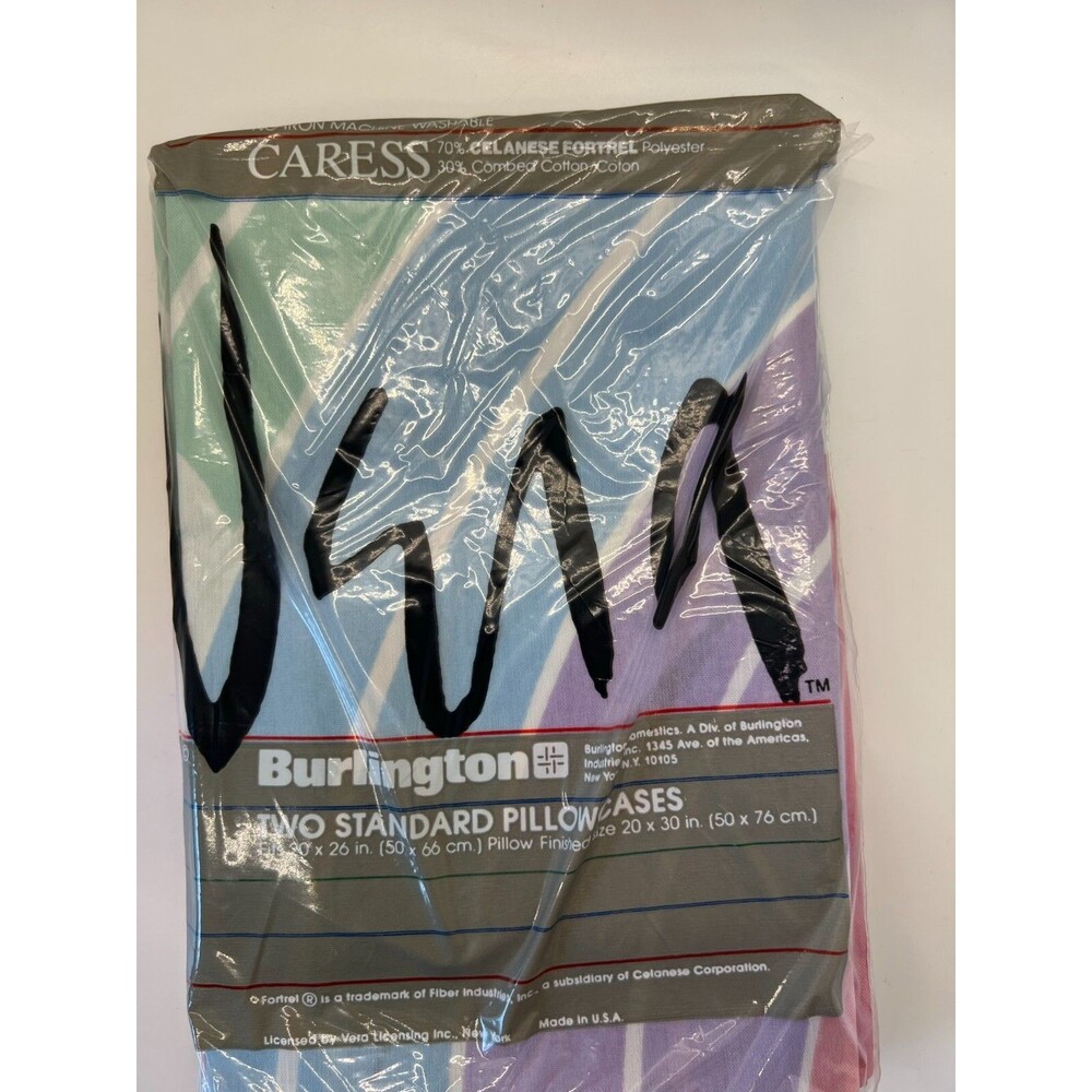 VTG Burlington NEW CARESS No Iron COTTON BLEND Standard Pillowcases y2k vintage